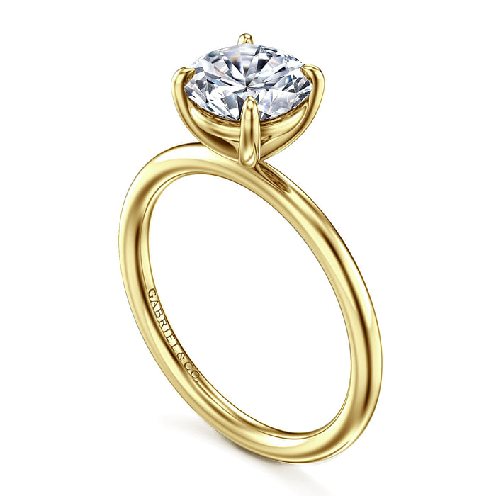 14K Yellow Gold Solitaire Round Diamond Semi-Mount Ring