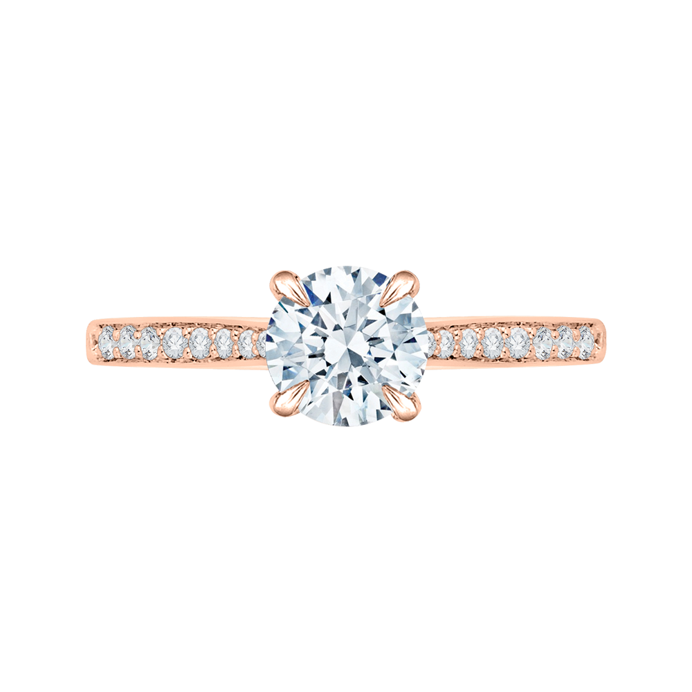 14K Rose Gold Straight Accented Round Diamond Semi-Mount Ring .06CTW.