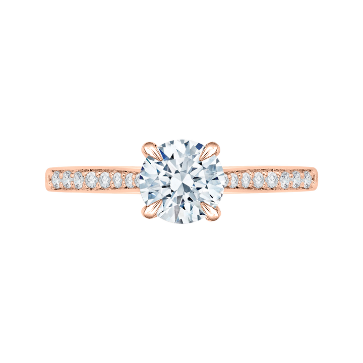 14K Rose Gold Straight Accented Round Diamond Semi-Mount Ring .06CTW.