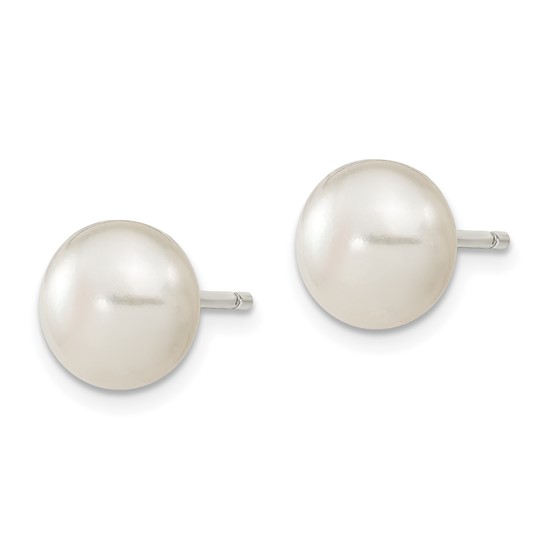 Sterling Silver Freshwater Pearl Button Earings