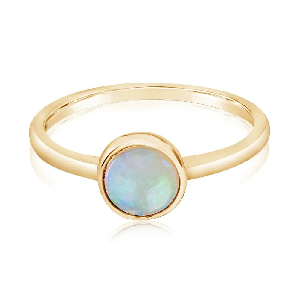 14K Yellow Gold Natural Opal Cocktail Ring