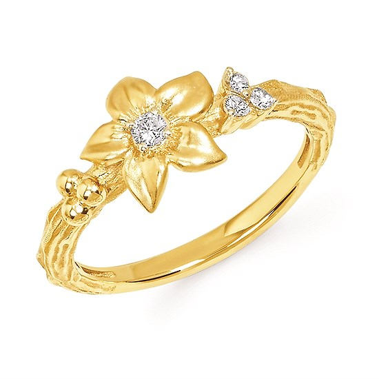 14K Yellow Gold CTW Natural Diamond Floral Ring