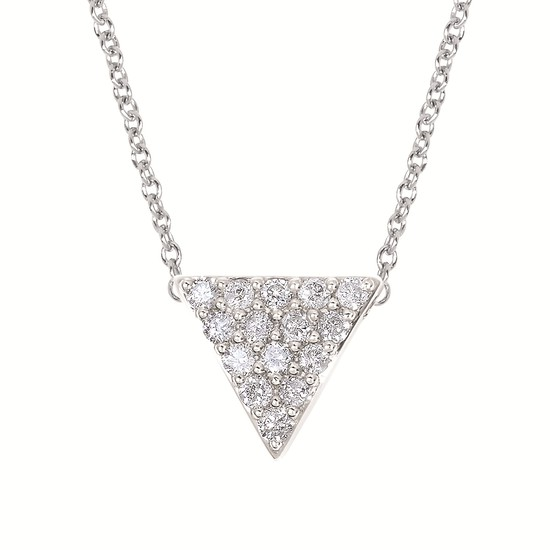 Diamond Triangle Pendant Necklace in Sterling Silver 0.16CTW