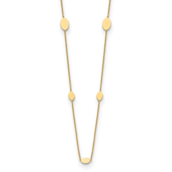 14K Yellow Gold Stackable Oval Disc Station 17in. Necklace