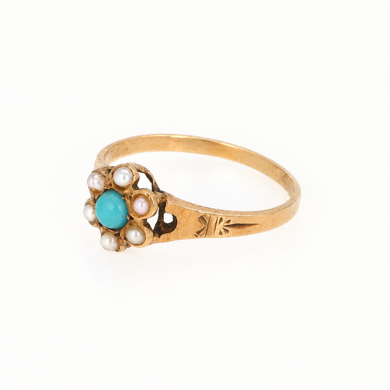 10KY TURQ. / PEARL RING 075