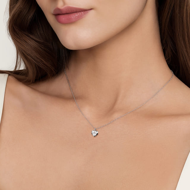 Sterling Silver Diamond Cut Heart Pendant Necklace