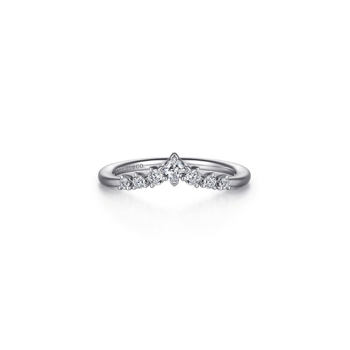 14K White Gold Curved French Pavé Diamond Wedding Band (0.25 ctw)