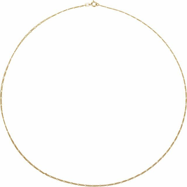 14K Yellow Gold Figaro Chain Necklace (1.28 mm, 18")