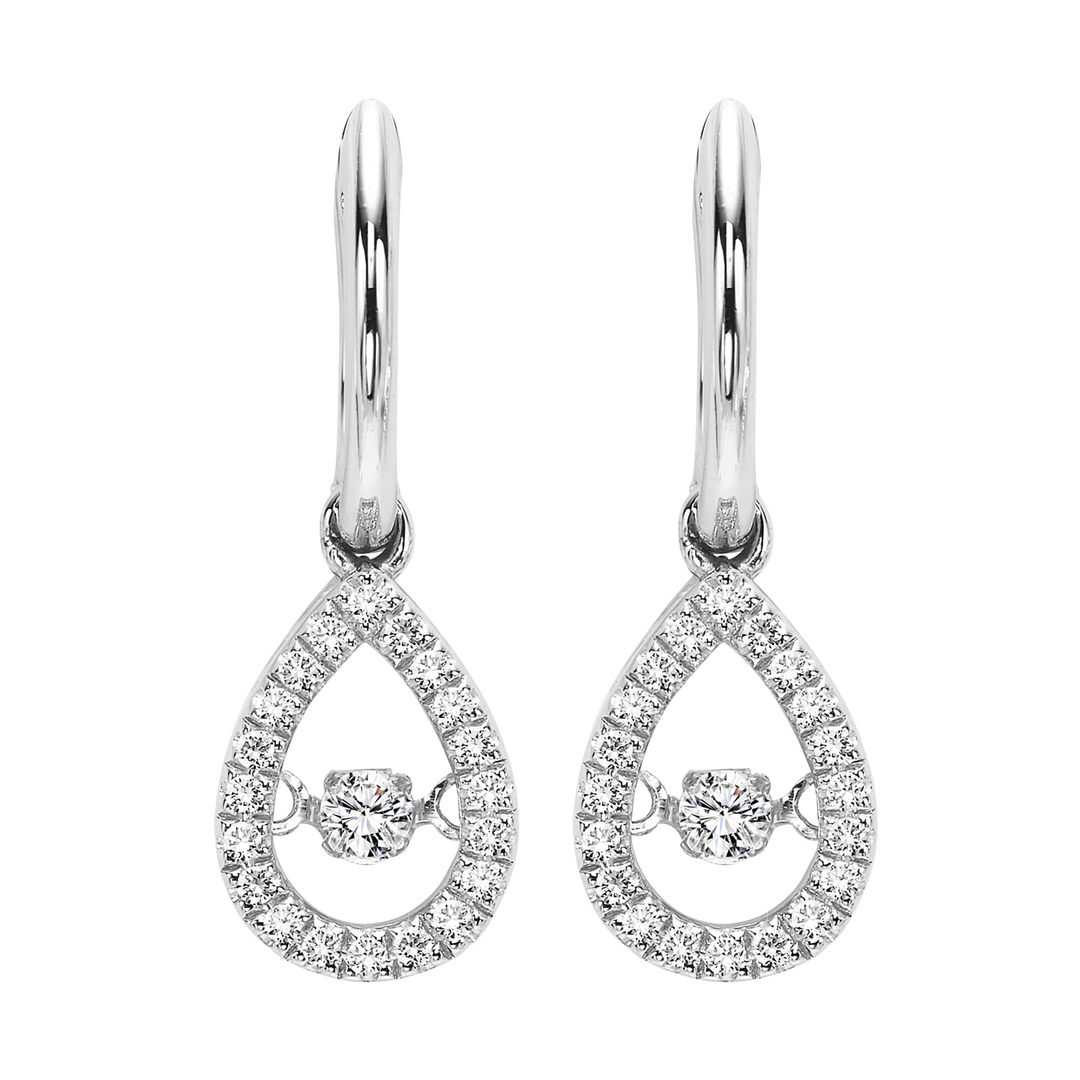 10K White Gold CTW Natural Diamond Dangle Earrings