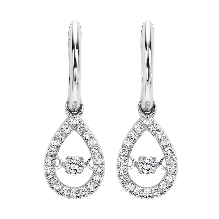 10K White Gold CTW Natural Diamond Dangle Earrings