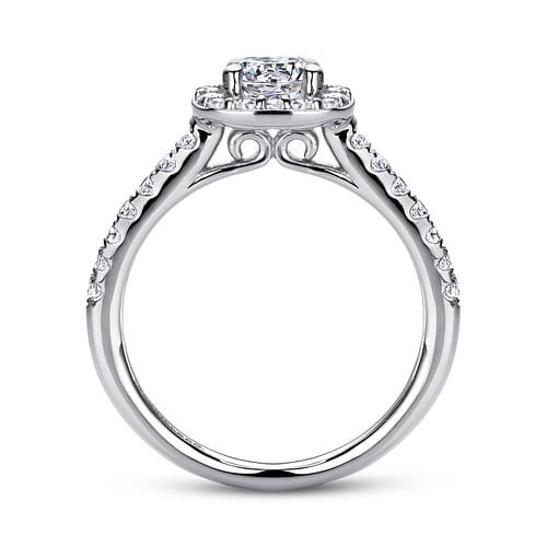 14K White Gold Halo Round Diamond Semi-Mount Ring 0.38CTW.