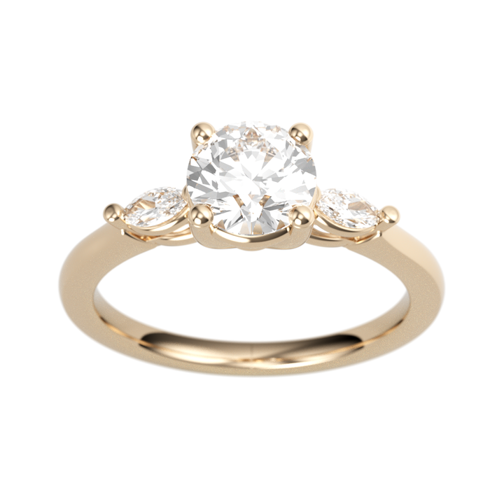 14K Rose Gold Straight Accented Round Diamond Semi-Mount Ring .14CTW.