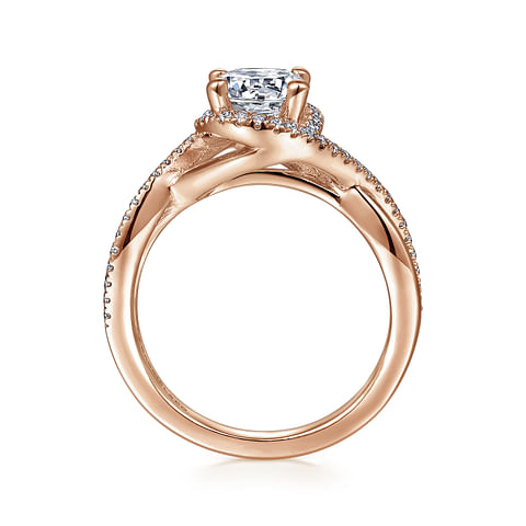 14K Rose Gold Twist Round Diamond Semi-Mount Ring .20CTW.