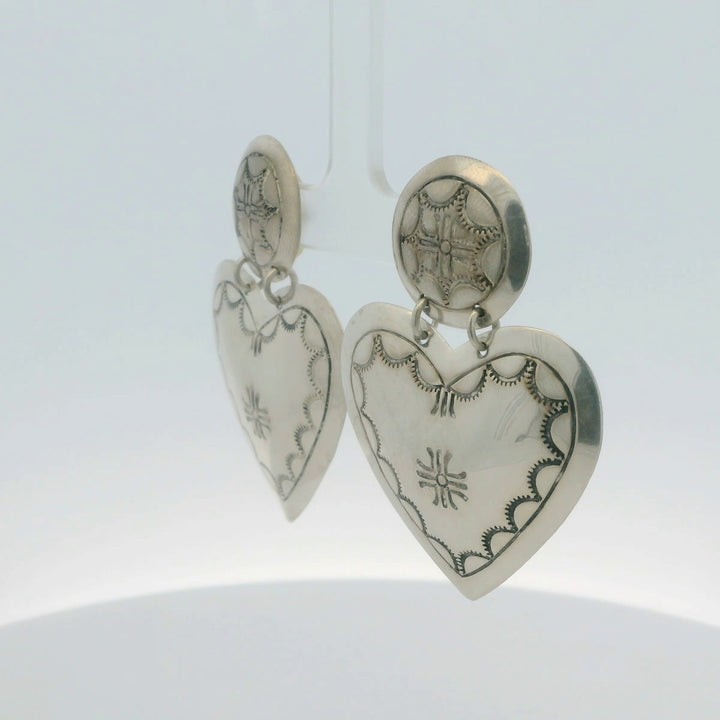 Sterling Silver Artisan Heart Dangle Earrings