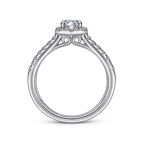 14K White Gold Halo Round Diamond Semi-Mount Ring 0.25CTW.