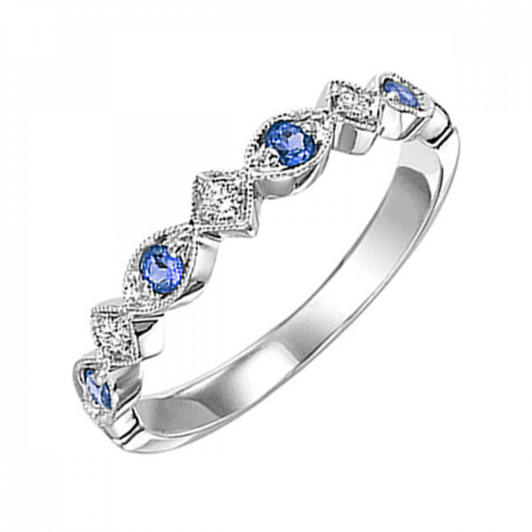 10K White Gold Natural Sapphire Stackable Ring