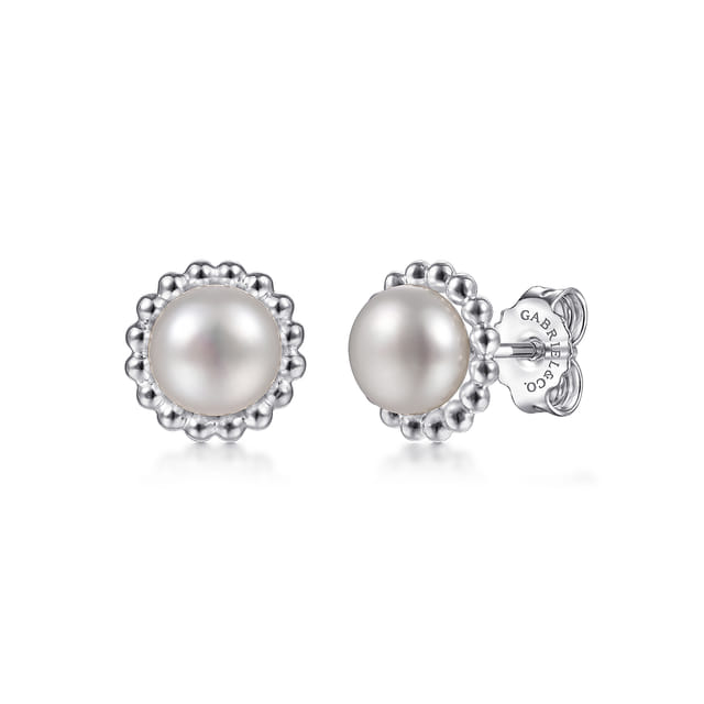 Sterling Silver Pearl Stud Earrings 6.5mm