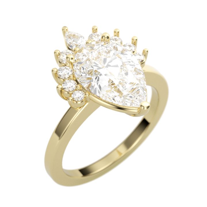 14K Yellow Gold Accented Pear Diamond Semi-Mount Ring .34CTW.