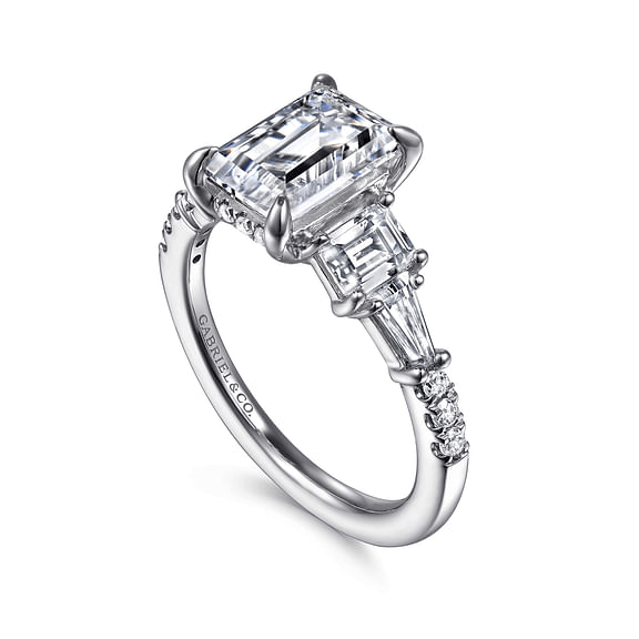 14K White Gold 3 Stone Diamond Semi-Mount Ring 1.00CTW.