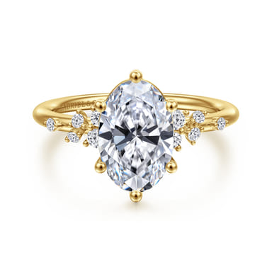 14K Yellow Gold Oval Cluster Diamond Engagement Ring Setting (2 ct.)
