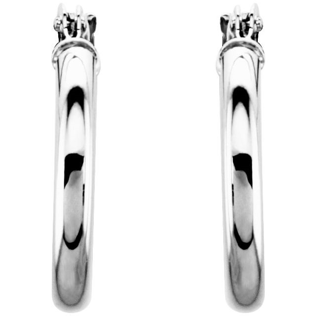 14K White Gold 15mm Hoop Earrings