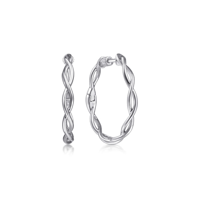 Sterling Silver Classic Twisted  Hoop Earrings 25mm