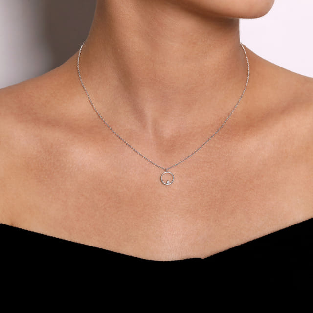 Sterling Silver Diamond Pendant Necklace  0.03ct