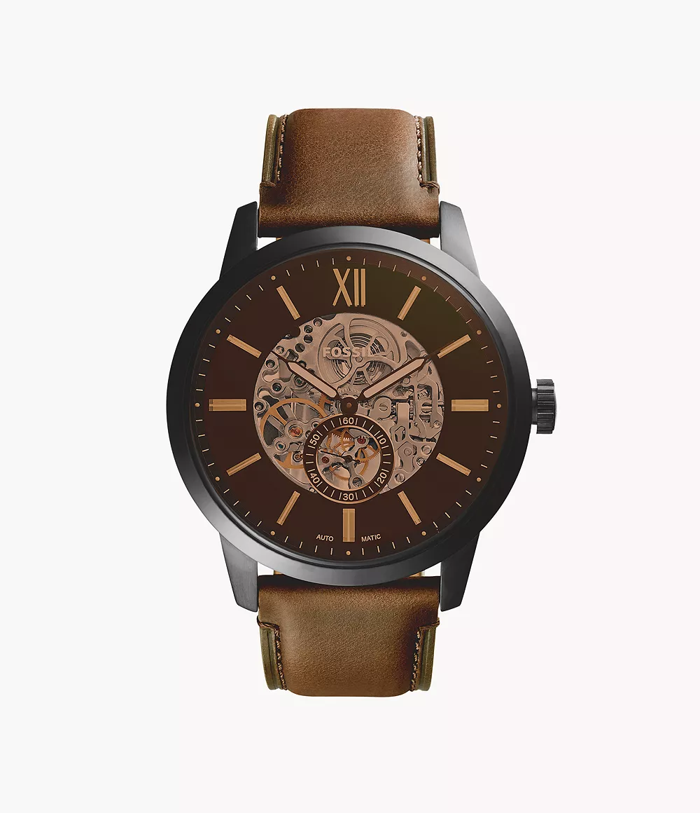 Fossil Watch: Townsman 48mm Automatic Brown Leather