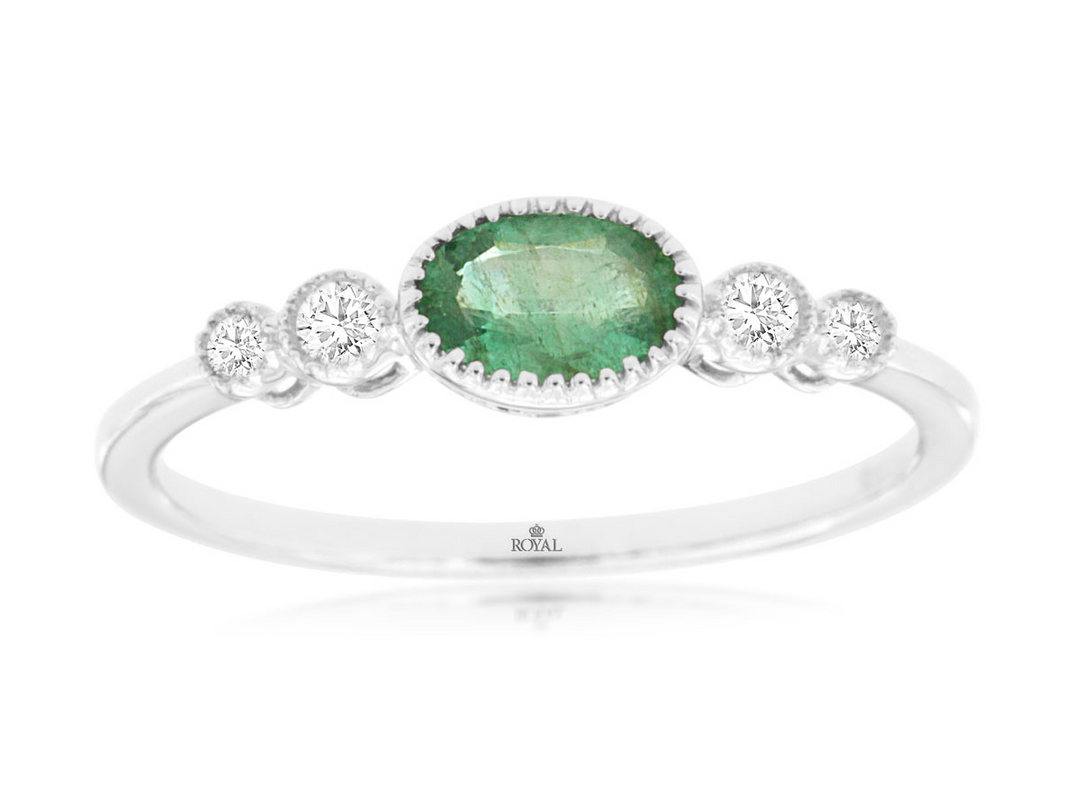 14KW .09 CTW DIA / EMERALD RIN