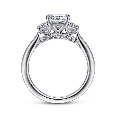 14K White Gold 3 Stone Princess Diamond Semi-Mount Ring .46CTW.