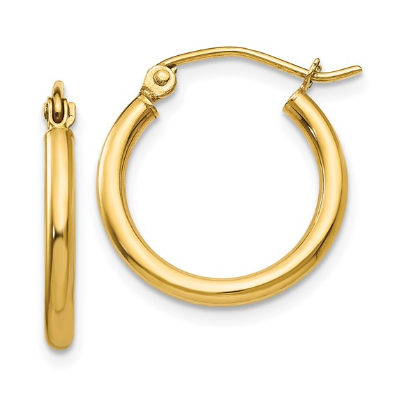 14K Yellow Gold Small Tube Hoop Earrings