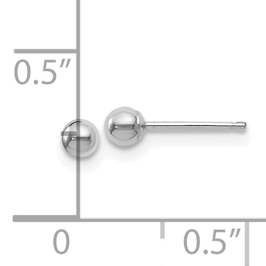 14K White Gold 3mm Ball Stud Earrings