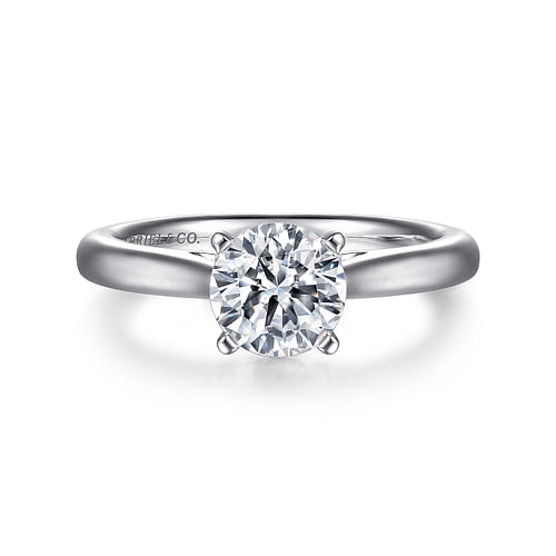 14K White Gold Solitaire Round Diamond Semi-Mount Ring