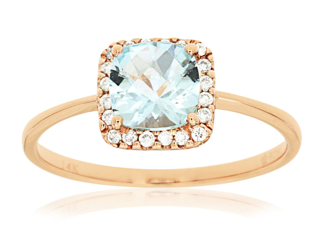 14KR .11 CTW DIA / AQUA RING 0