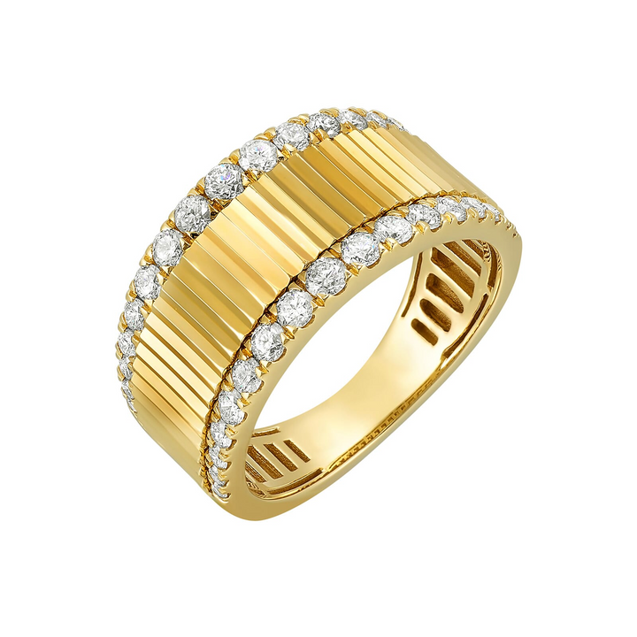 14K Yellow Gold Diamond Bold Fluted Band (5/8 ctw.)