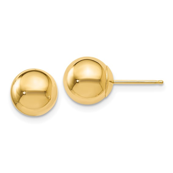 14K Yellow Gold 8MM Ball Stud Earrings