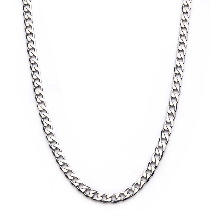 8mm Steel Bevel Curb 22in Chain Necklace