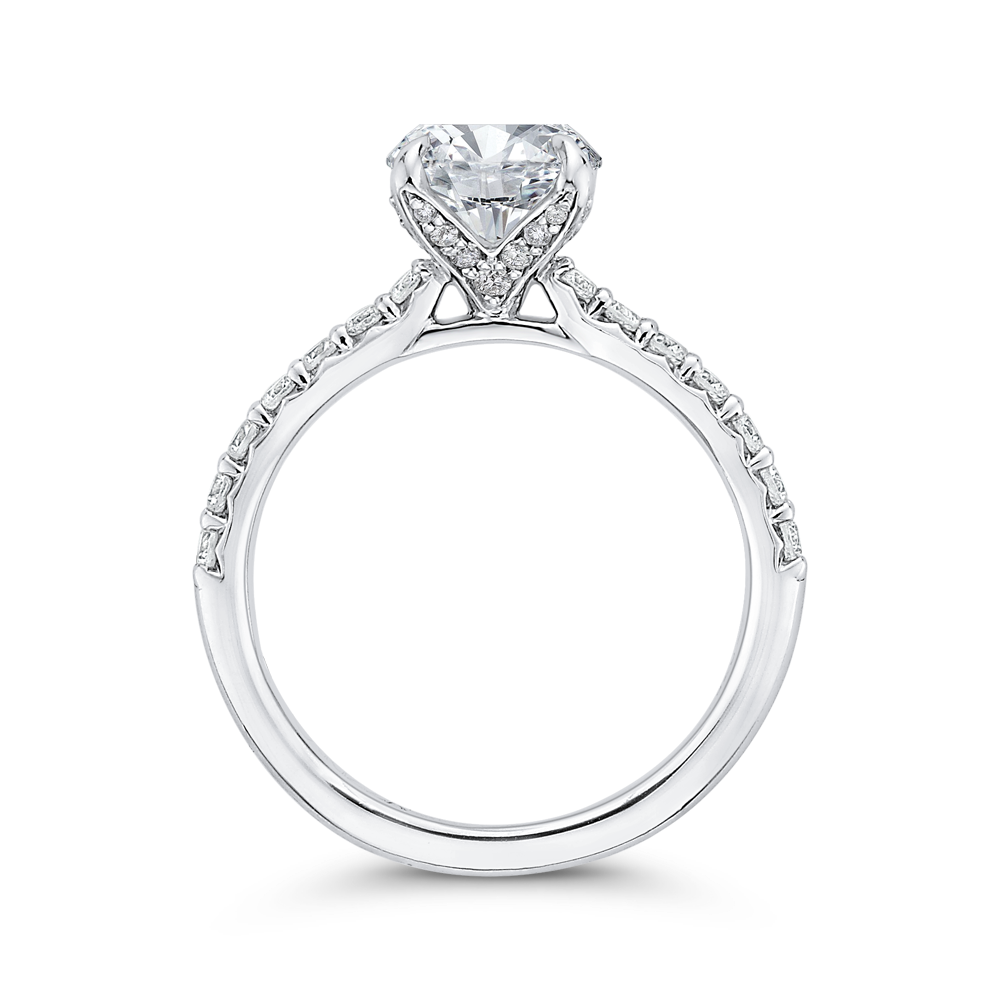 14K White Gold Straight Accented Round Diamond Semi-Mount Ring .45CTW.