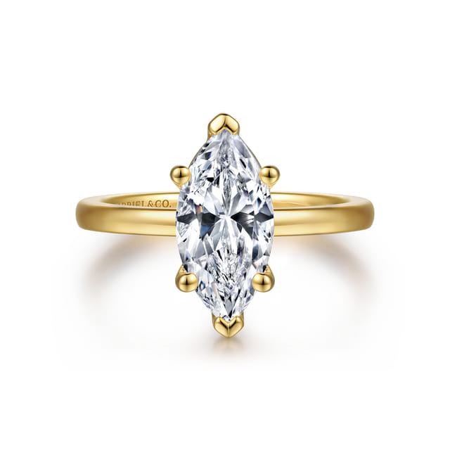 14K Yellow Gold Marquise Solitaire Engagement Ring Setting