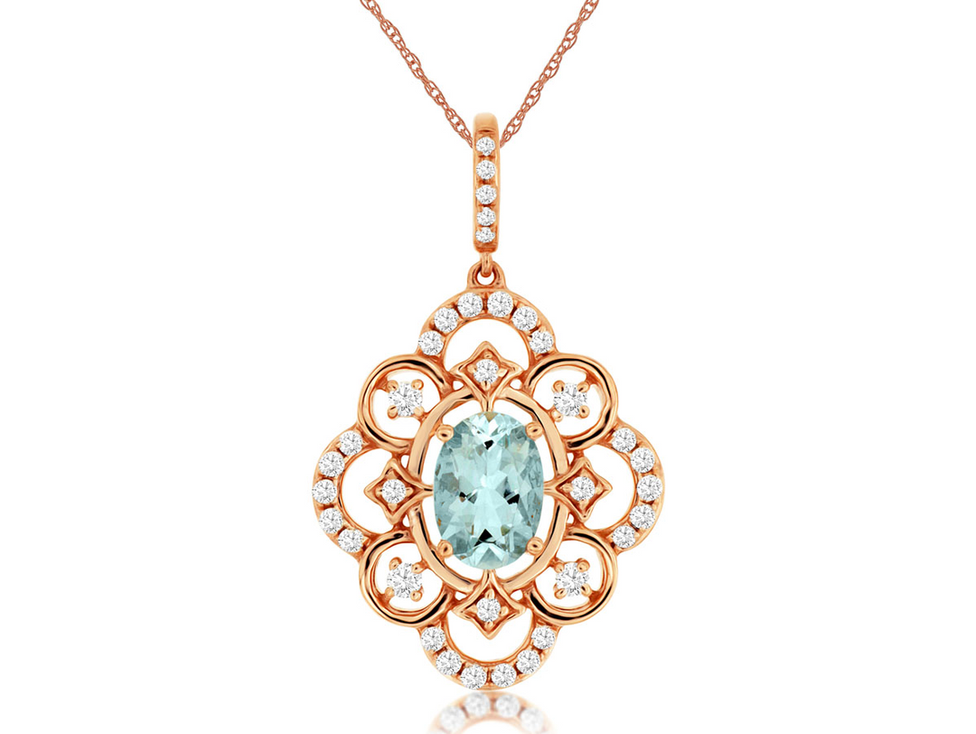 14KR .24 CTW DIA / AQUA PEND.