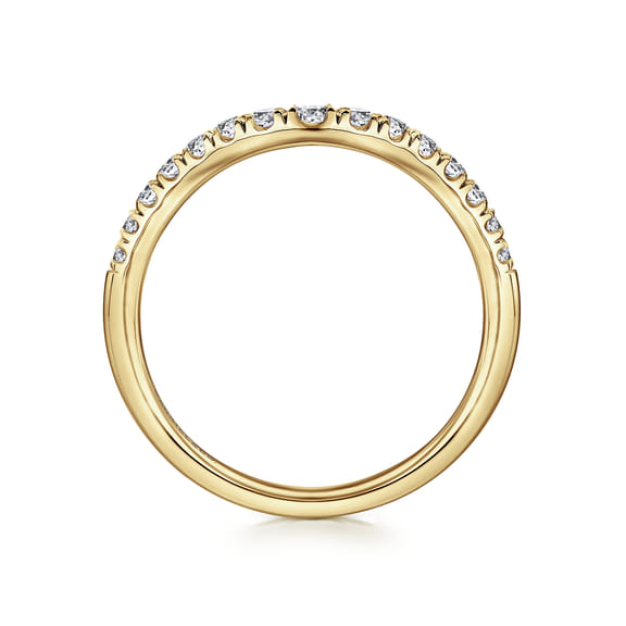 Curved 14K Yellow Gold Diamond Anniversary Band