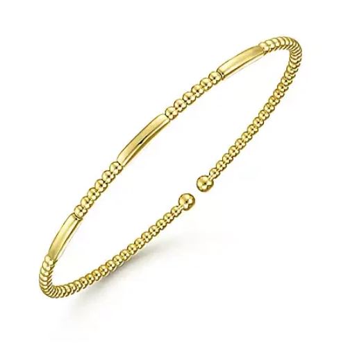 14K Yellow Gold Beaded Bangle Bracelet