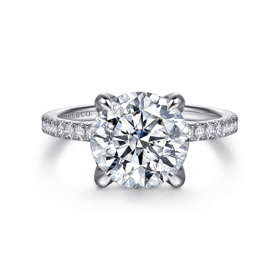 14K White Gold Round Diamond Engagement Ring