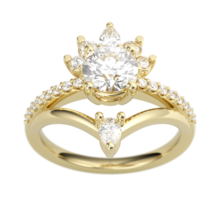 14K Yellow Gold Accented Round Diamond Semi-Mount Ring .52CTW.