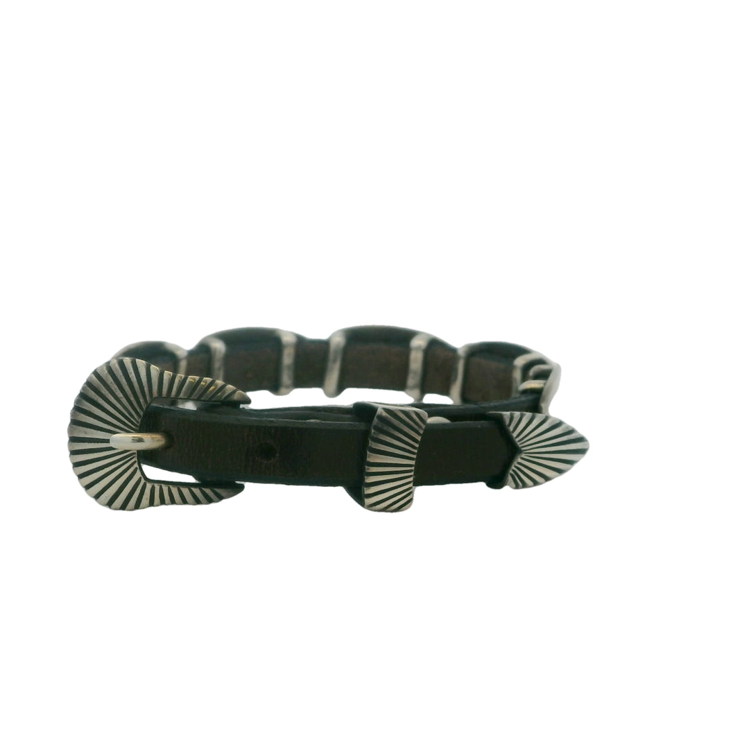 The Golden Bear Sterling Silver Leather Bracelet