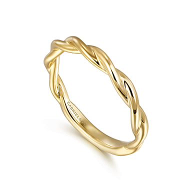 14K Yellow Gold Twisted Matching Wedding Band