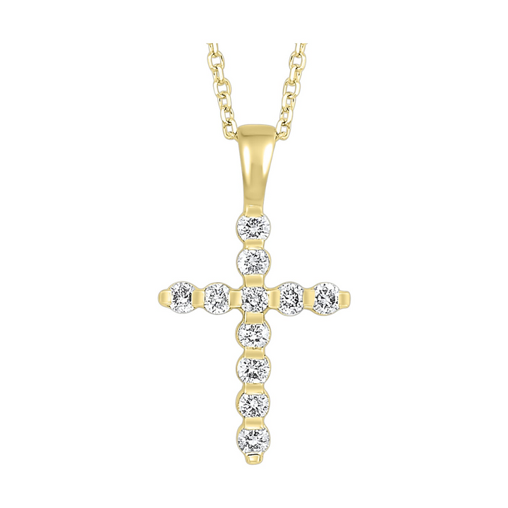 14K Yellow Gold Diamond Cross Pendant (1/5 ctw)