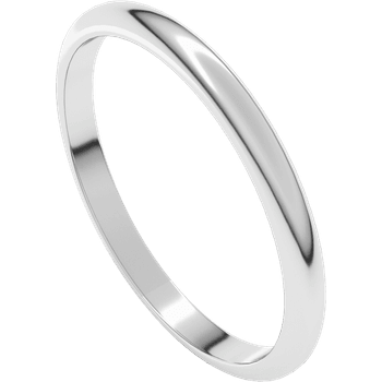 14K White Gold Half Round Wedding Band (2 mm)