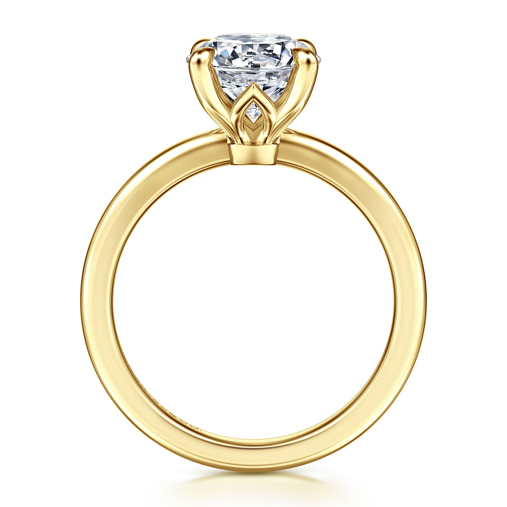 14K Yellow Gold Solitaire Straight Round Diamond Semi-Mount Ring