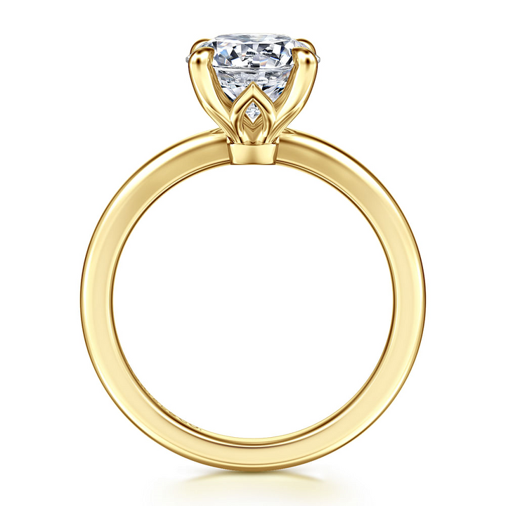 14K Yellow Gold Solitaire Straight Round Diamond Semi-Mount Ring